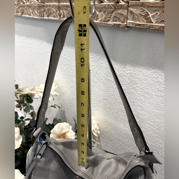 Juicy Couture Gray Leather with Royal Blue Interior Shoulder Purse - Picture 14 of 15